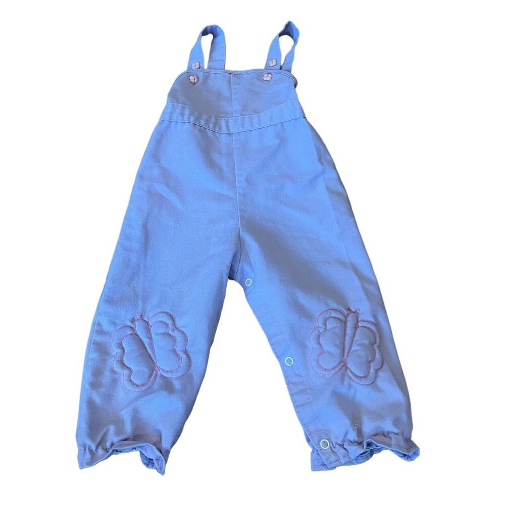VTG Sears Kids Purple Butterflies Overalls Size 32.5-36” 26-31 Lbs 80’s READ
